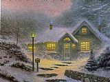 A Rough Journey Home Paintings - Home for the Evening by Thomas Kinkade